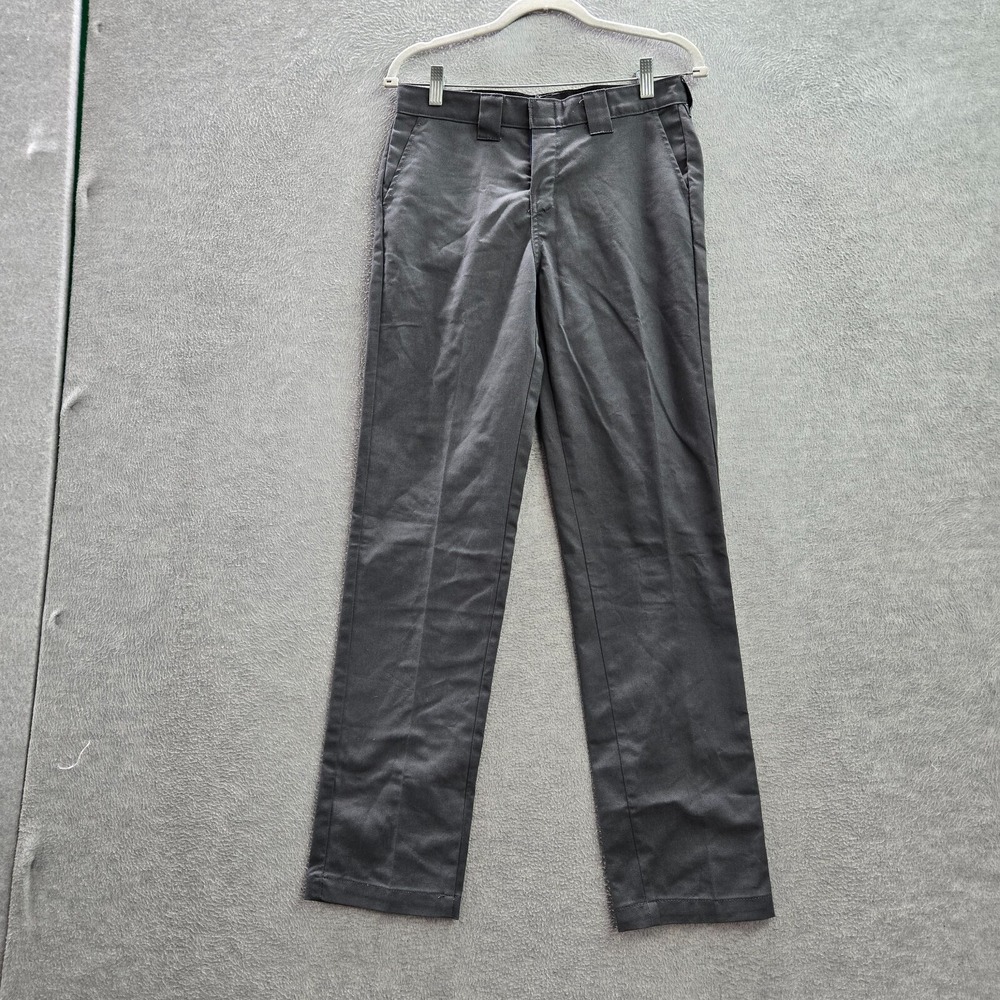 Dickies Women Pants 8 Gray Chino Straight Polyester Cotton Pockets 31 in Inseam